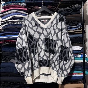 Geometric Black and Gray Sweater